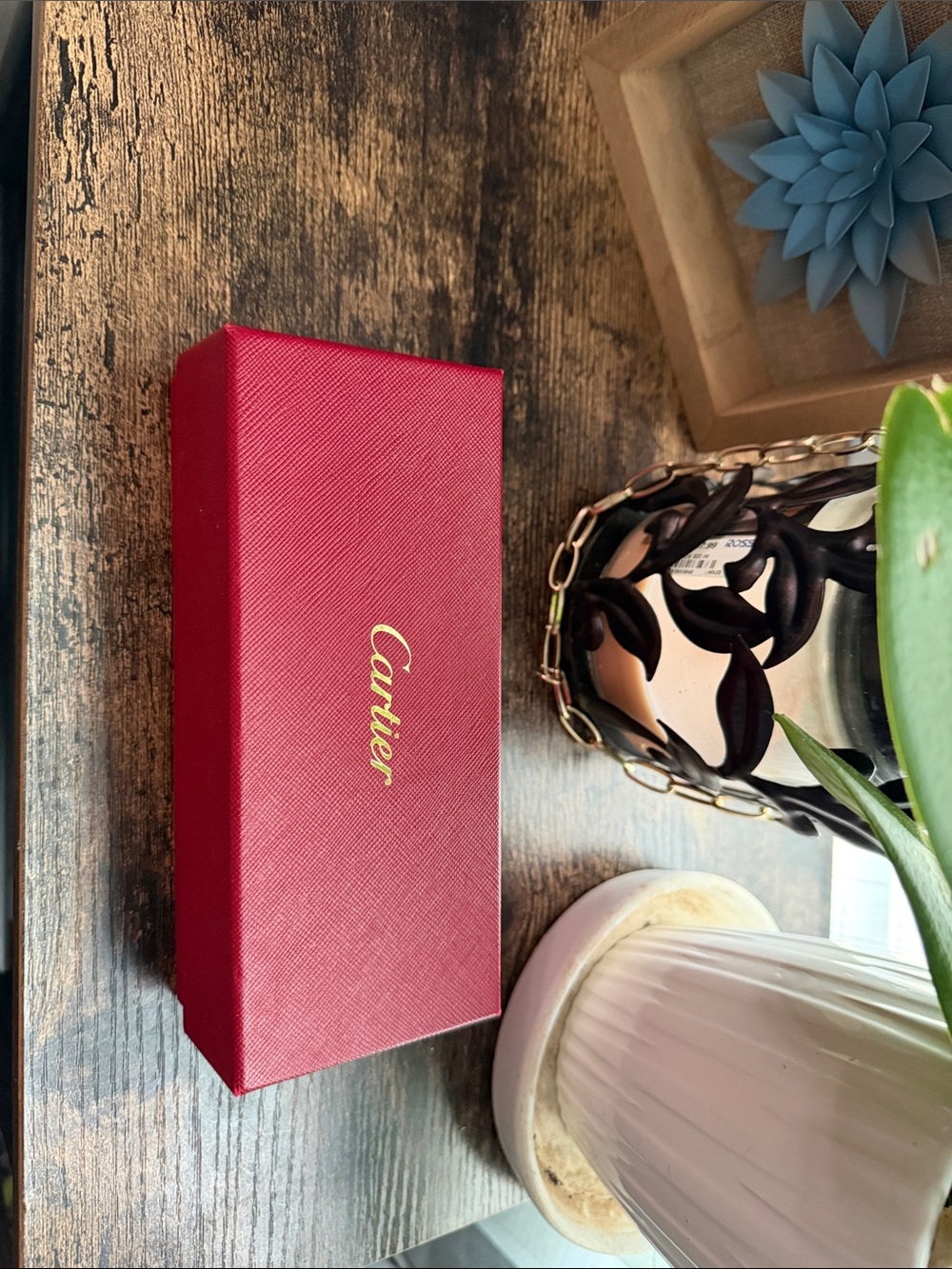 Cartier Red Glasses Case with Gold Logo